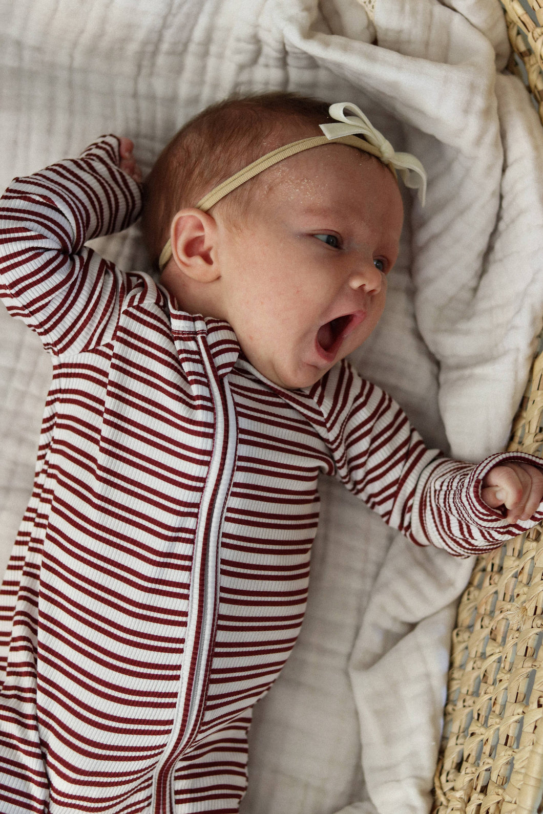 Cranberry Stripe Zip Pajamas