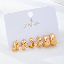 Load image into Gallery viewer, Sculptural Gold-Tone Hoop Earring Set
