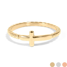 Load image into Gallery viewer, Stainless Steel Beaded Stackable Cross Ring
