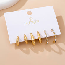 Load image into Gallery viewer, Tapered Rhinestone Hoop Trio Earring
