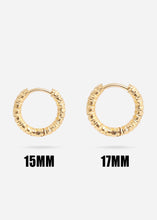 Load image into Gallery viewer, 18K Gold PVD Stainless Steel Textured Huggie Hoop Earrings / ERJ0012
