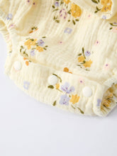 Load image into Gallery viewer, Spring Floral Smocked Ruffle Romper and Hat Set
