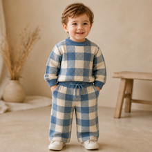 Load image into Gallery viewer, French Blue Gingham Knit Set
